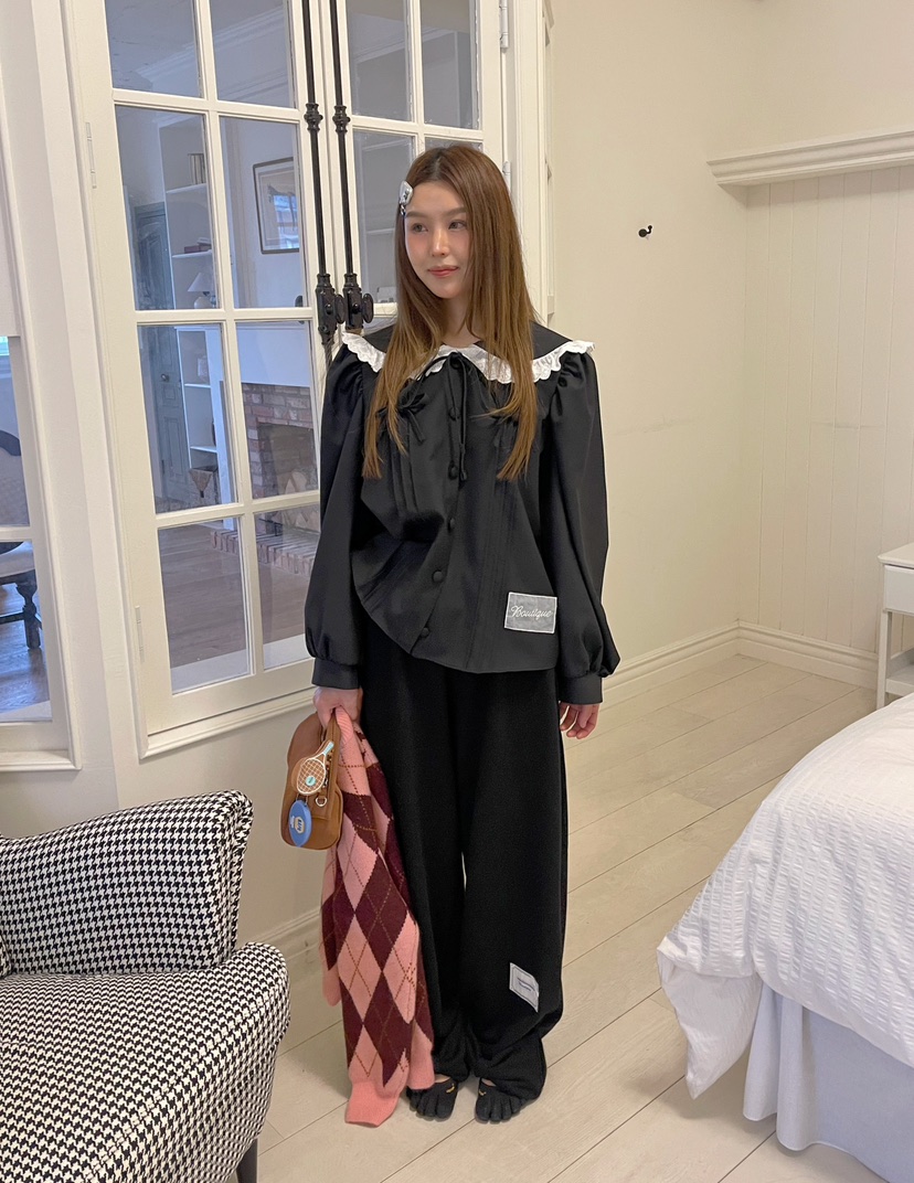 BOUTIQUE-L韓國代購㊣女士新品時尚人氣推薦熱賣襯衫蕾絲衫BOUTIQUE-L襯衫/蕾絲衫