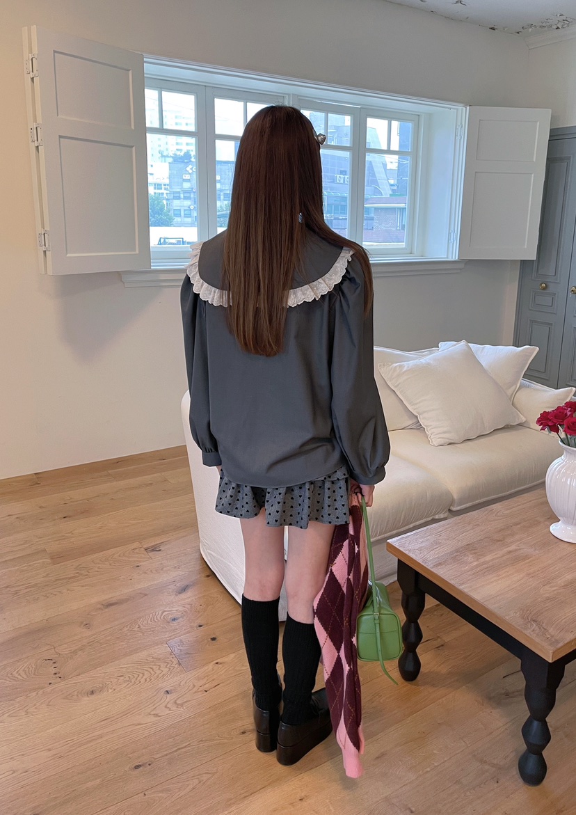 BOUTIQUE-L韓國代購㊣女士新品時尚人氣推薦熱賣襯衫蕾絲衫BOUTIQUE-L襯衫/蕾絲衫