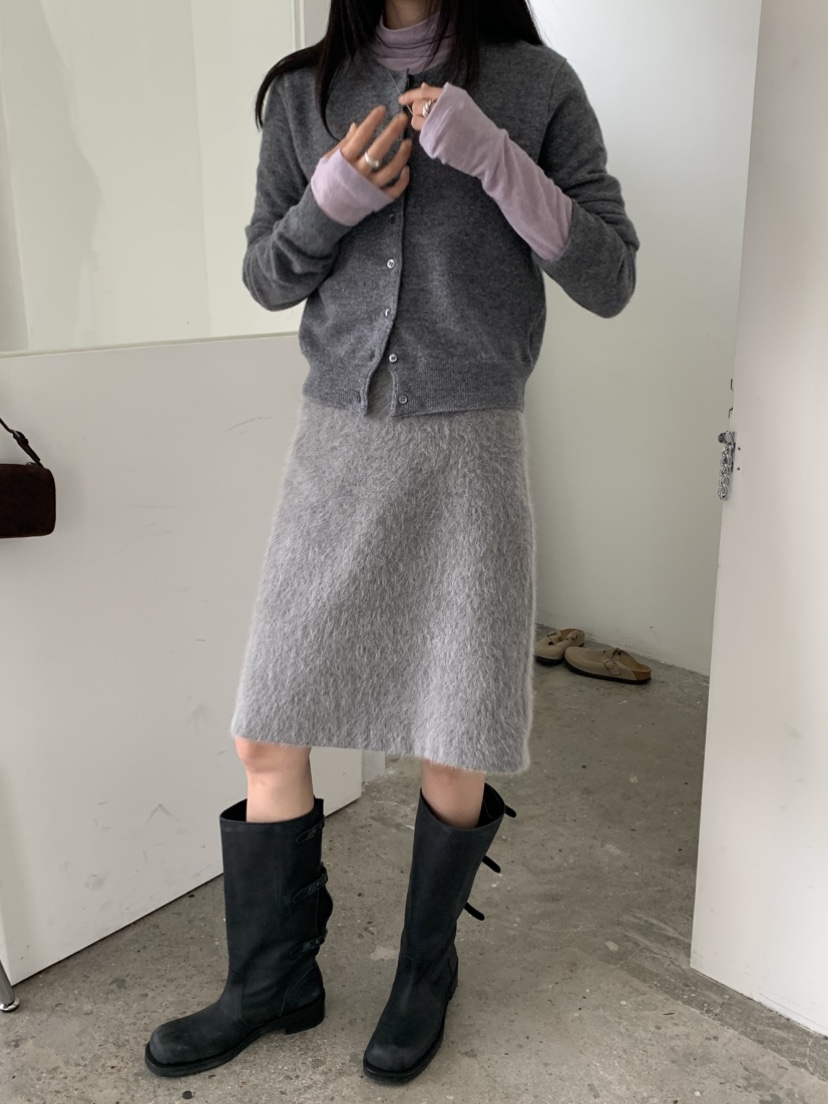 VAARA韓國代購㊣女士新品25秋冬熱賣人氣真品時尚職業短裙羊駝VAARA短裙
