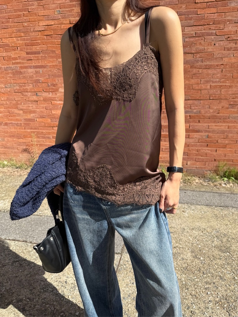 SOLAR韓國代購㊣女裝新款時尚人氣熱賣休閑吊帶背心蕾絲絲綢SOLAR吊帶/背心