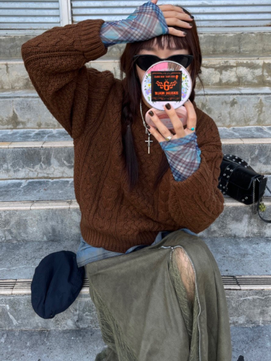 WOOD韓國直郵㊣女士新品人氣職業熱賣25秋冬推薦真品時尚毛衣WOOD毛衣