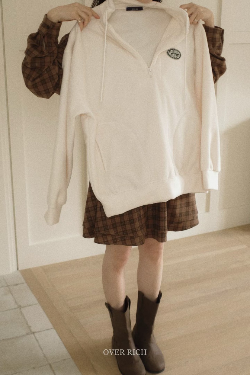 OVER RICH韓國直郵㊣女士新品25秋冬職業人氣真品衛衣拉鏈OVER RICH衛衣