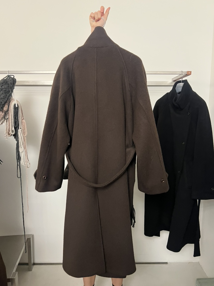 LONDON FLAT韓國直郵㊣女裝新品時尚中長款大衣含腰帶羊毛LONDON FLAT中長款大衣