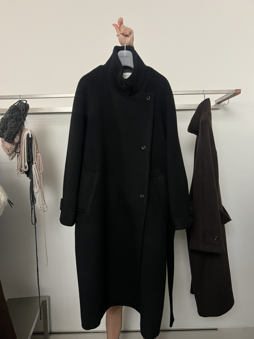 LONDON FLAT韓國直郵㊣女裝新品時尚中長款大衣含腰帶羊毛LONDON FLAT中長款大衣圖色1