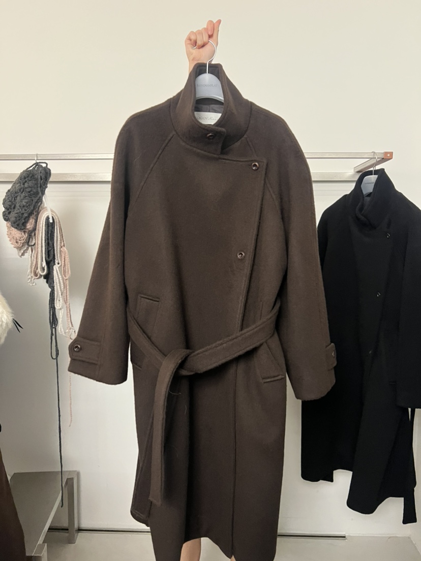 LONDON FLAT韓國直郵㊣女裝新品時尚中長款大衣含腰帶羊毛LONDON FLAT中長款大衣圖色2