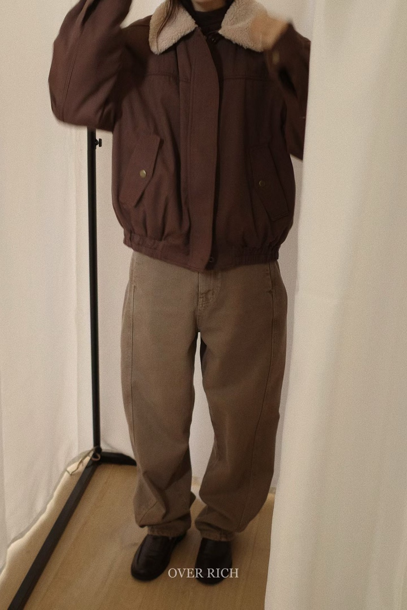 OVER RICH韓國代購㊣女士新品熱賣休閑人氣推薦真品25秋冬夾克OVER RICH夾克