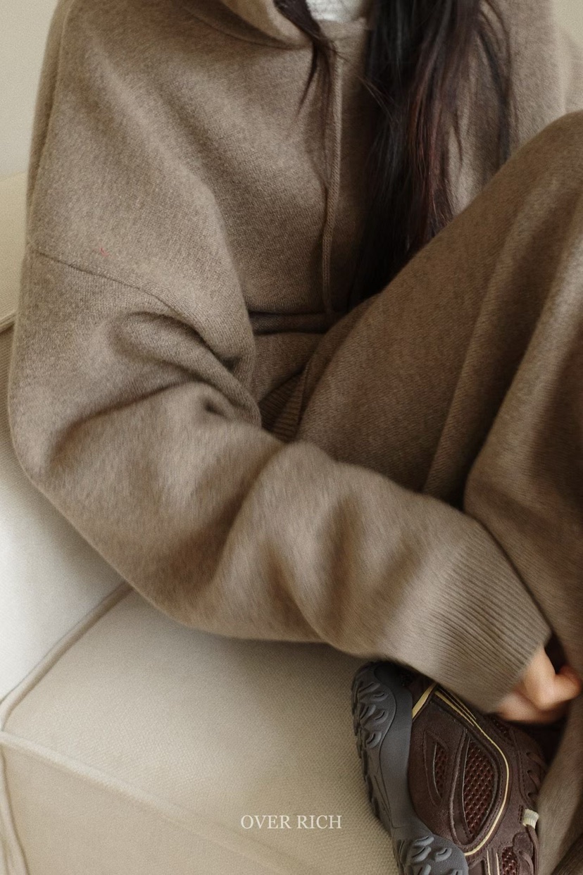OVER RICH東大門㊣實拍女裝新款時尚職業人氣衛衣雙排扣兜帽OVER RICH衛衣