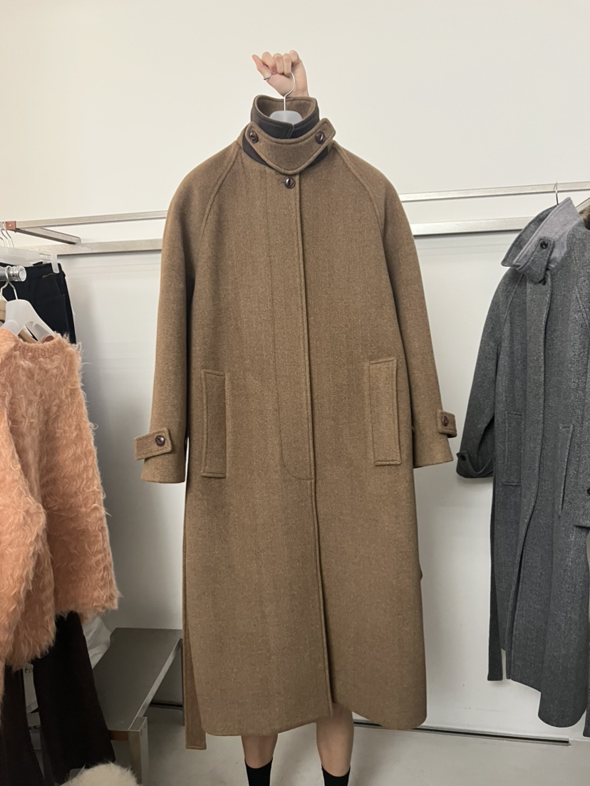 LONDON FLAT東大門㊣直郵女裝新品時尚中長款大衣人字紋含腰帶LONDON FLAT中長款大衣圖色2