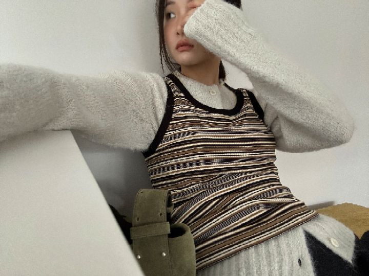 MARE東大門㊣代購女士新品職業人氣時尚吊帶背心不含內搭條紋MARE吊帶/背心