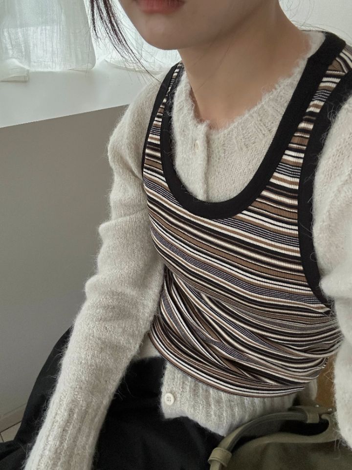 MARE東大門㊣代購女士新品職業人氣時尚吊帶背心不含內搭條紋MARE吊帶/背心