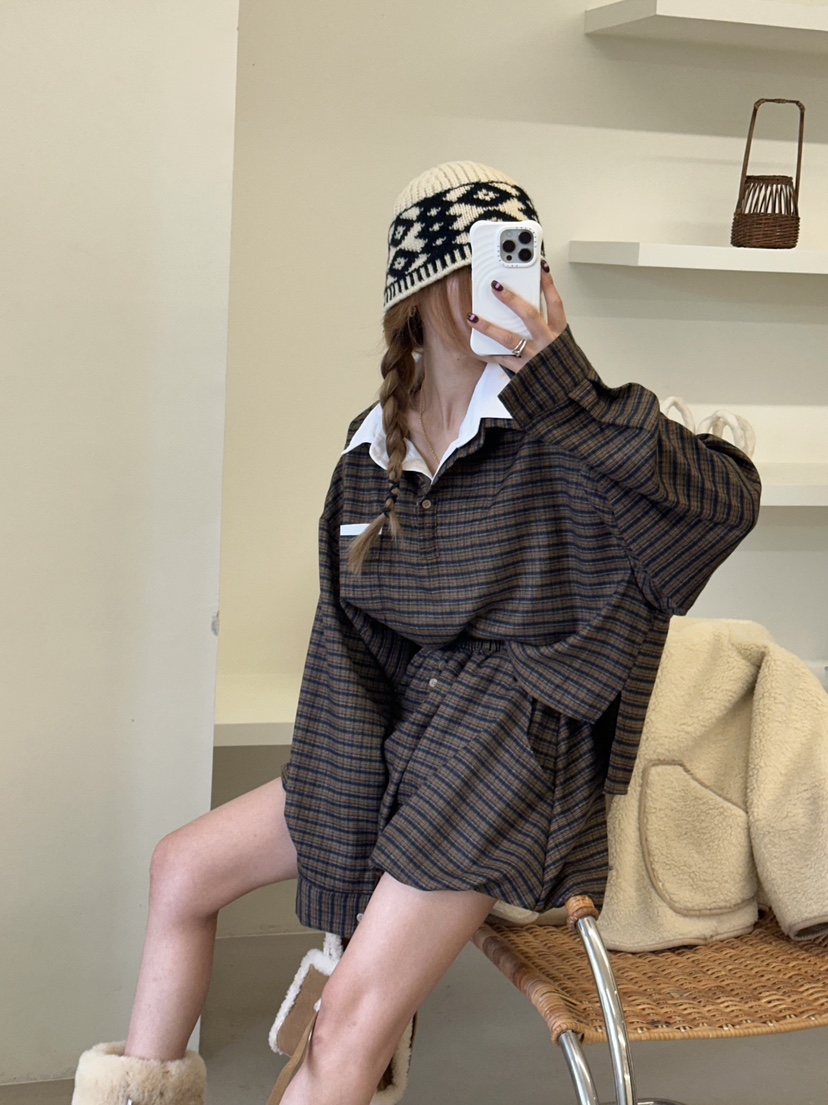 ZEROZERO東大門㊣直郵女裝新品人氣推薦襯衫蕾絲衫格紋高領ZEROZERO襯衫/蕾絲衫