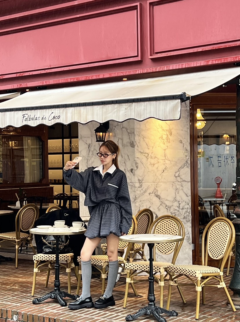 ZEROZERO東大門㊣直郵女裝新品人氣推薦襯衫蕾絲衫格紋高領ZEROZERO襯衫/蕾絲衫