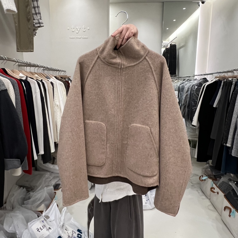 TAKE YOUE TIME東大門㊣實拍女士新品熱賣短款大衣高領兩面雙面TAKE YOUE TIME短款大衣