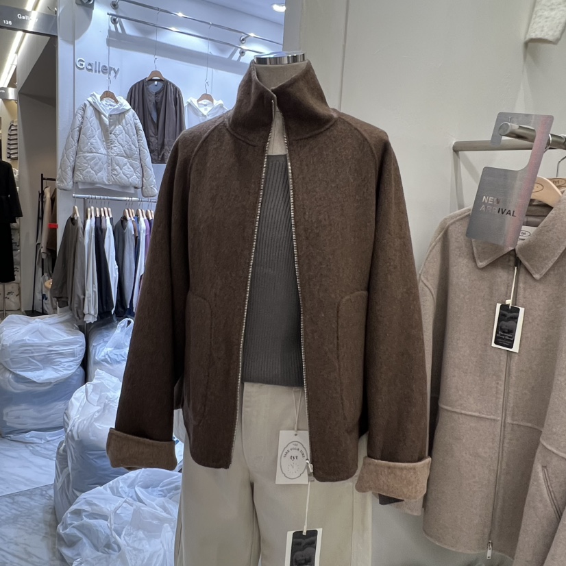 TAKE YOUE TIME東大門㊣實拍女士新品熱賣短款大衣高領兩面雙面TAKE YOUE TIME短款大衣圖色1
