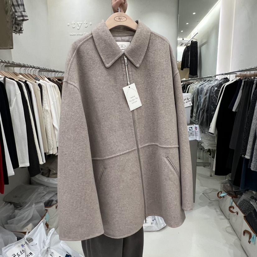 TAKE YOUE TIME韓國代購㊣女裝新品25秋冬中長款大衣不含內搭拉鏈TAKE YOUE TIME中長款大衣圖色1