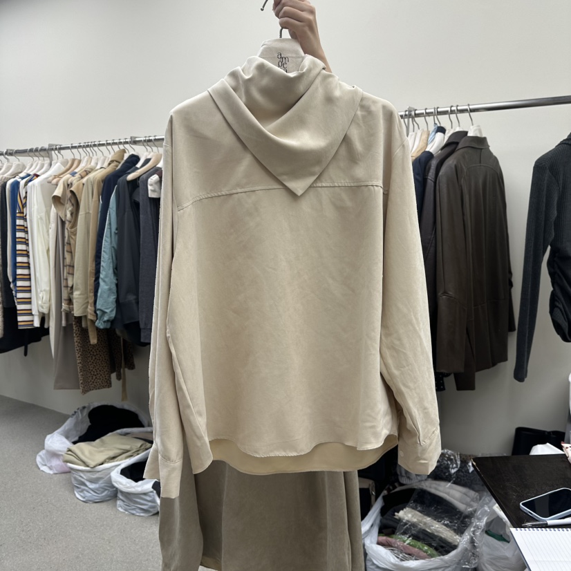 AMOEBA東大門㊣直郵女士新品25秋冬休閑職業襯衫蕾絲衫披肩AMOEBA襯衫/蕾絲衫圖色1