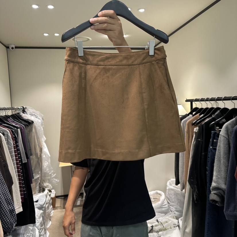 RE STOCK韓國直郵㊣女裝新款休閑人氣職業時尚25秋冬短裙絨面革RE STOCK短裙圖色2