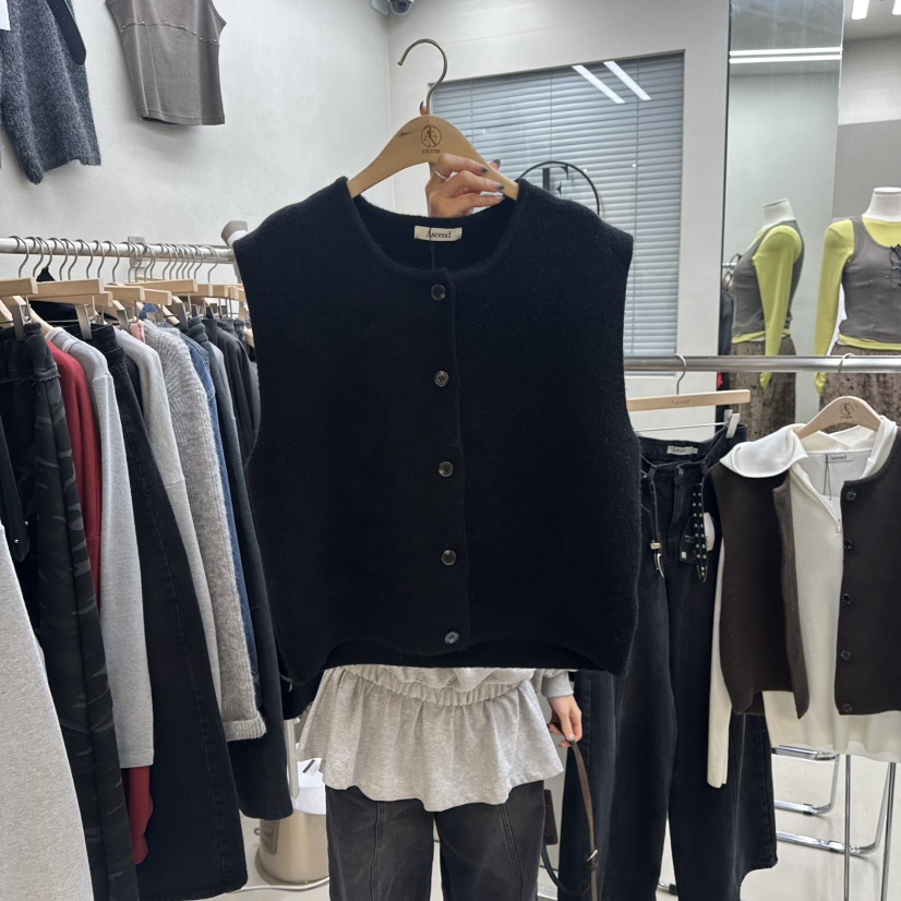 ASCEND韓國代購㊣女裝新品職業人氣推薦真品休閑時尚25秋冬馬甲ASCEND馬甲圖色3
