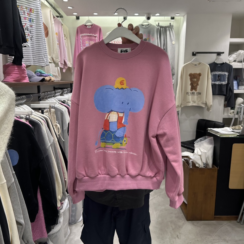 EVE東大門㊣實拍女裝新品25秋冬時尚人氣休閑推薦熱賣職業衛衣EVE衛衣圖色2