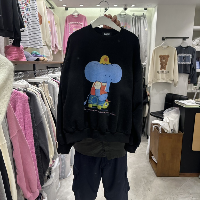 EVE東大門㊣實拍女裝新品25秋冬時尚人氣休閑推薦熱賣職業衛衣EVE衛衣圖色4