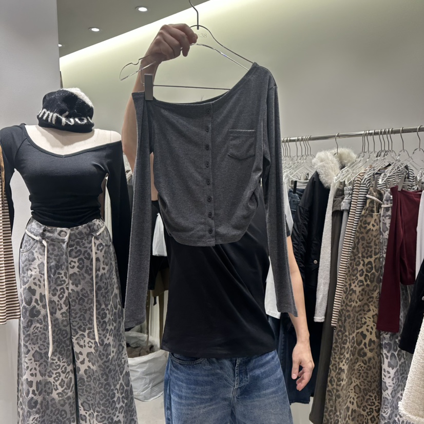 BAIE.38韓國代購㊣女裝新品熱賣真品職業25秋冬長袖T恤口袋BAIE.38長袖T恤圖色3