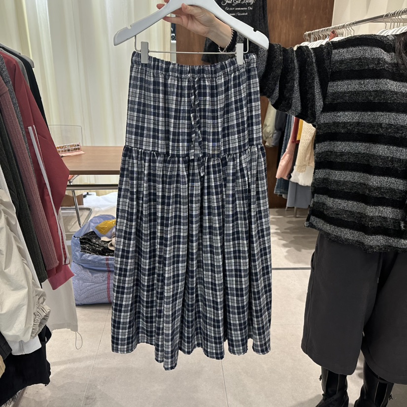 BUCKLE東大門㊣實拍女裝新款人氣職業休閑真品長裙格紋長款BUCKLE長裙