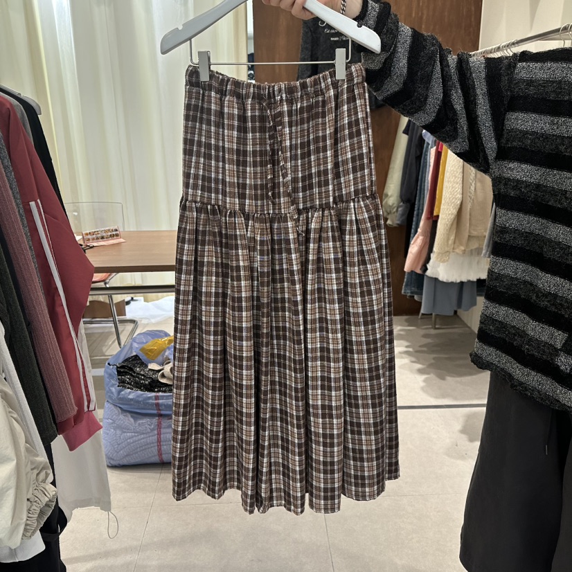 BUCKLE東大門㊣實拍女裝新款人氣職業休閑真品長裙格紋長款BUCKLE長裙圖色2