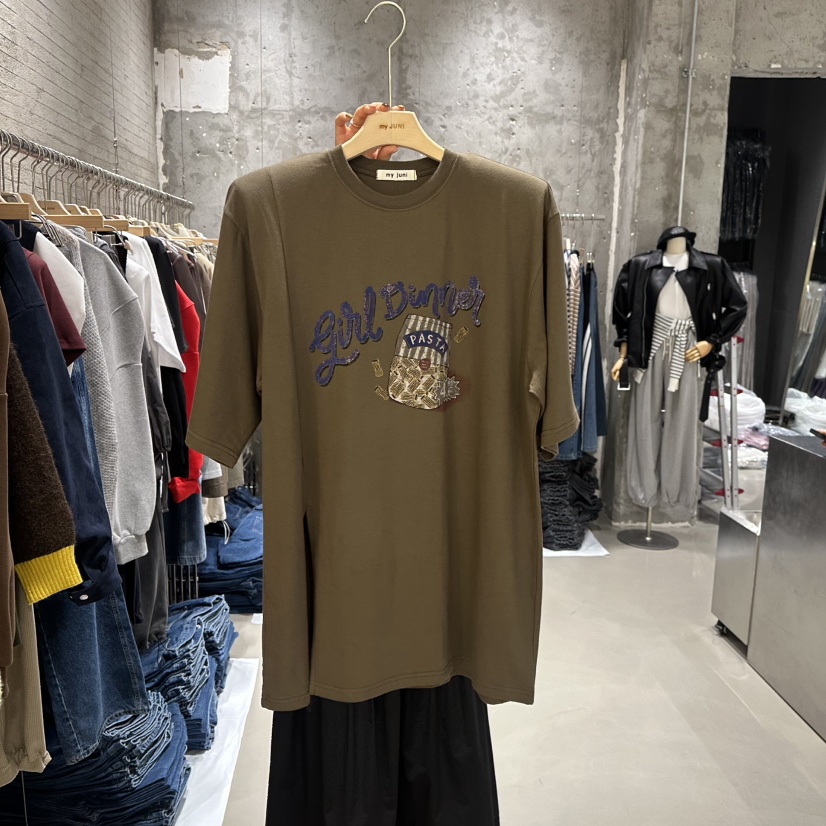 JUNI韓國代購㊣女裝新品真品休閑推薦25秋冬時尚熱賣職業T恤my juniT恤圖色2