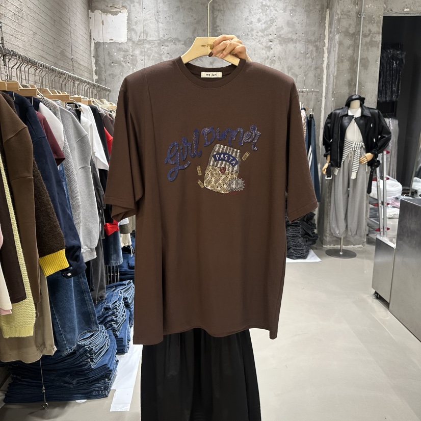 JUNI韓國代購㊣女裝新品真品休閑推薦25秋冬時尚熱賣職業T恤my juniT恤圖色3