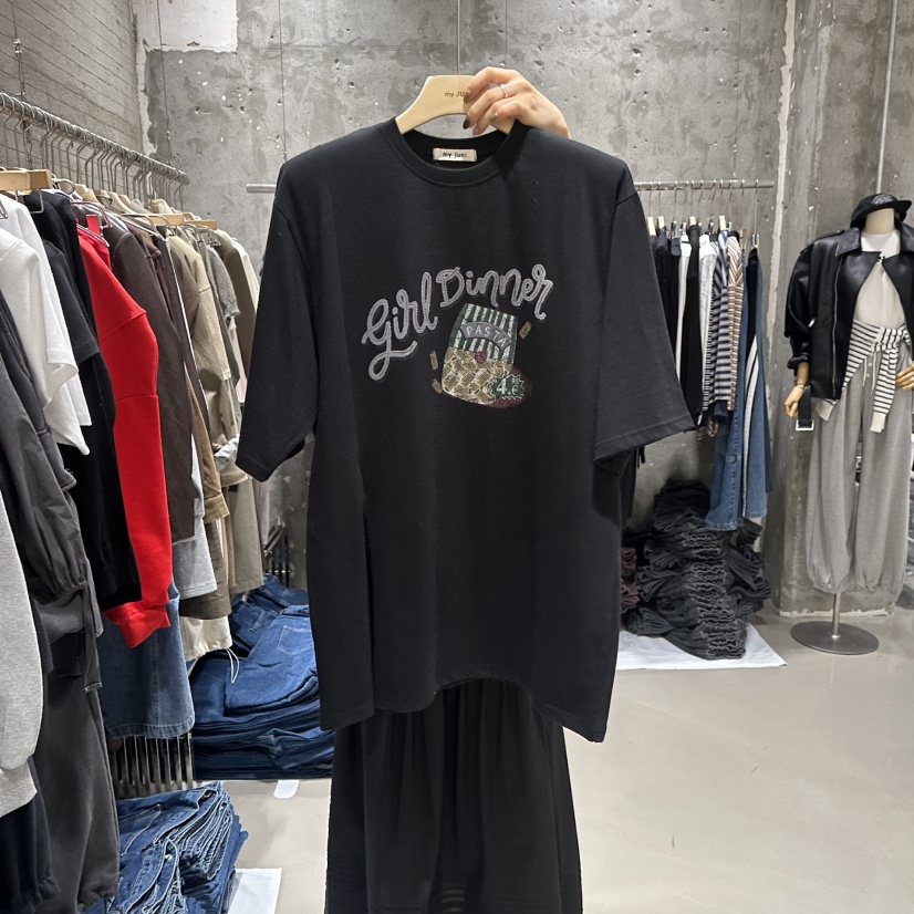 JUNI韓國代購㊣女裝新品真品休閑推薦25秋冬時尚熱賣職業T恤my juniT恤圖色4