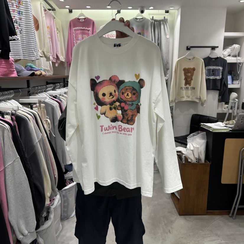 EVE韓國代購㊣女裝新品真品熱賣時尚職業推薦25秋冬長袖T恤EVE長袖T恤圖色2