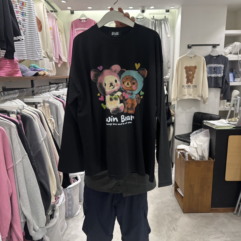 EVE韓國代購㊣女裝新品真品熱賣時尚職業推薦25秋冬長袖T恤EVE長袖T恤圖色3