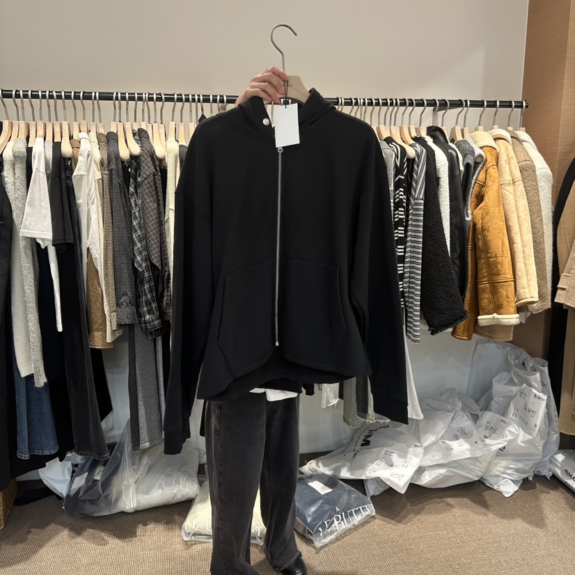 LE BUTTER東大門㊣代購女裝新品職業夾克拉鏈加絨寬松連帽LE BUTTER夾克圖色2