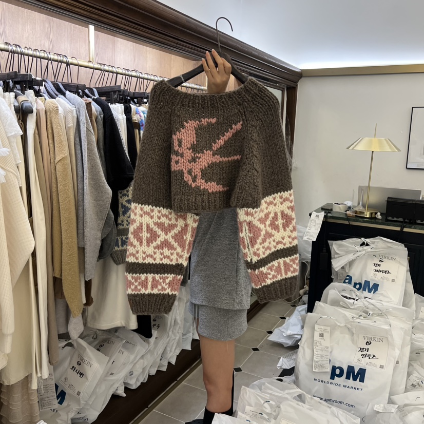 VIRKIN韓國直郵㊣女士新品25秋冬職業休閑推薦毛衣手工針織VIRKIN毛衣