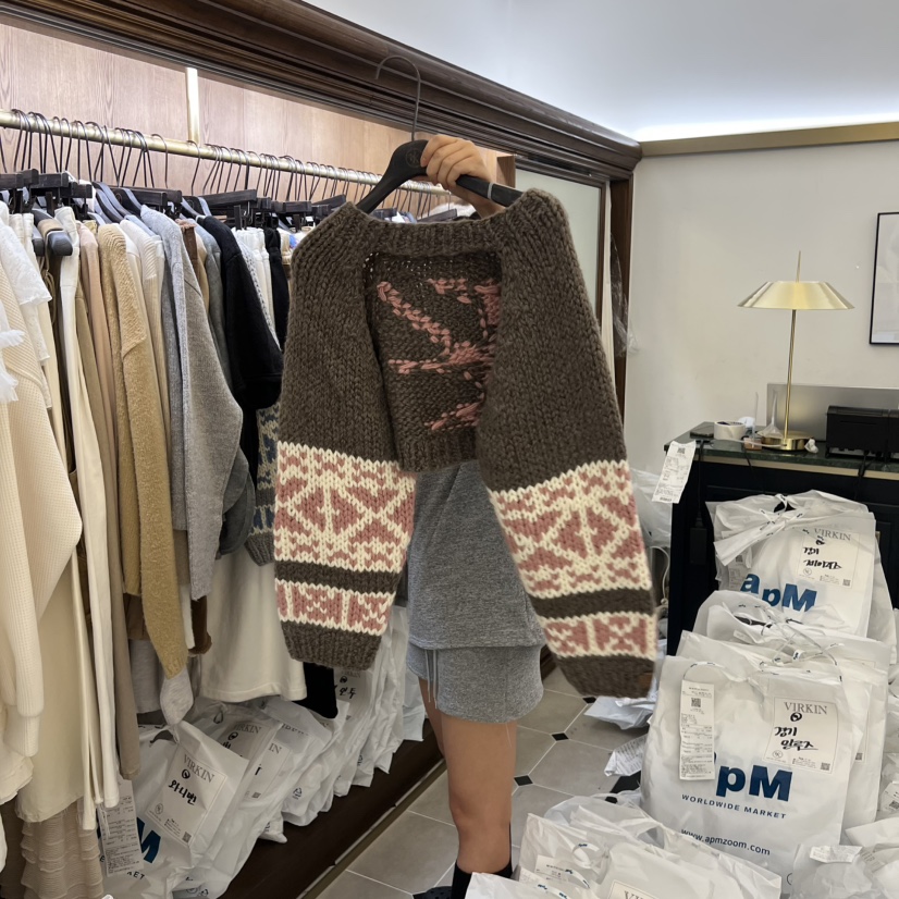 VIRKIN韓國直郵㊣女士新品25秋冬職業休閑推薦毛衣手工針織VIRKIN毛衣