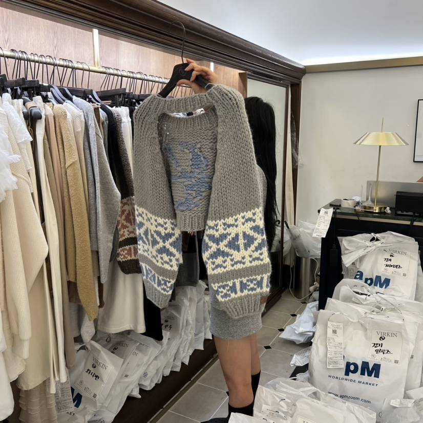 VIRKIN韓國直郵㊣女士新品25秋冬職業休閑推薦毛衣手工針織VIRKIN毛衣圖色2
