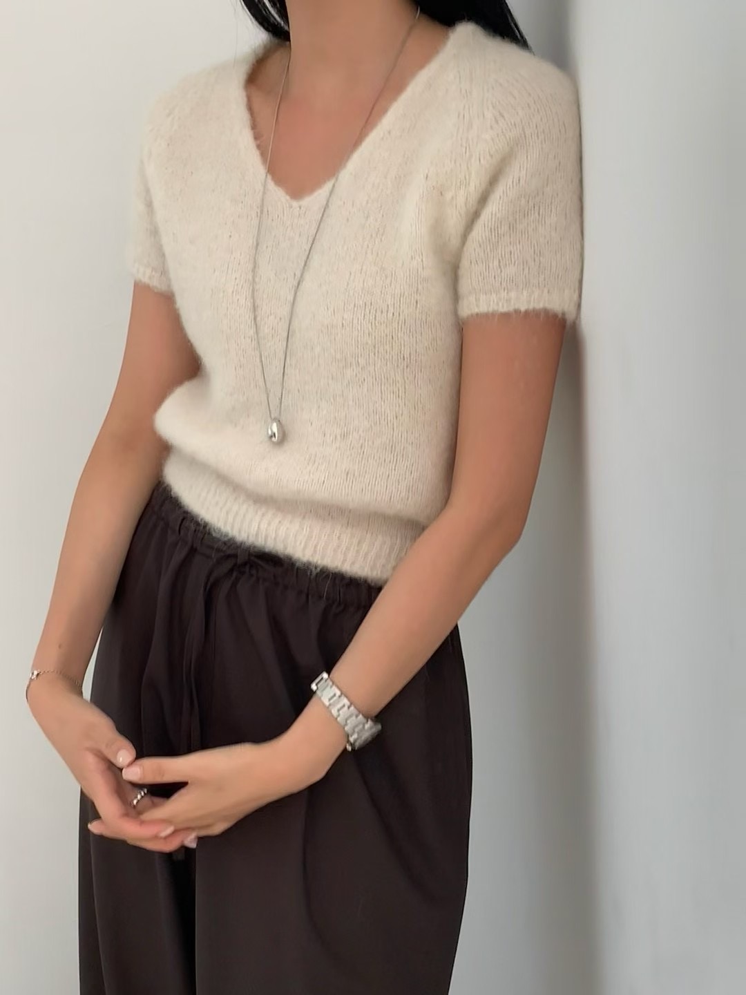 FLAT WHITE韓國代購㊣女士新品時尚休閑人氣熱賣職業針織衫FLAT WHITE針織衫圖色1
