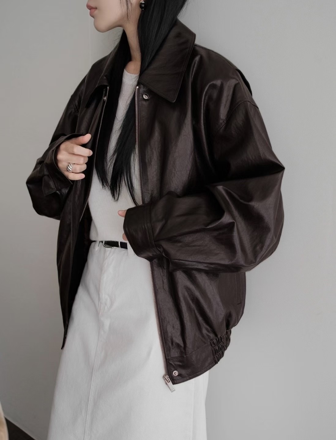 FLAT WHITE東大門㊣代購女裝新款人氣休閑25秋冬推薦真品夾克FLAT WHITE夾克圖色1