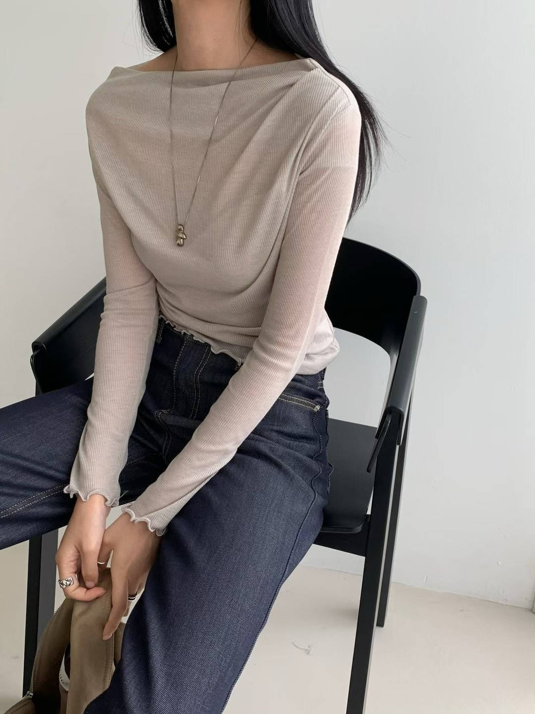 FLAT WHITE韓國直郵㊣女士新品休閑人氣熱賣25秋冬長袖T恤FLAT WHITE長袖T恤