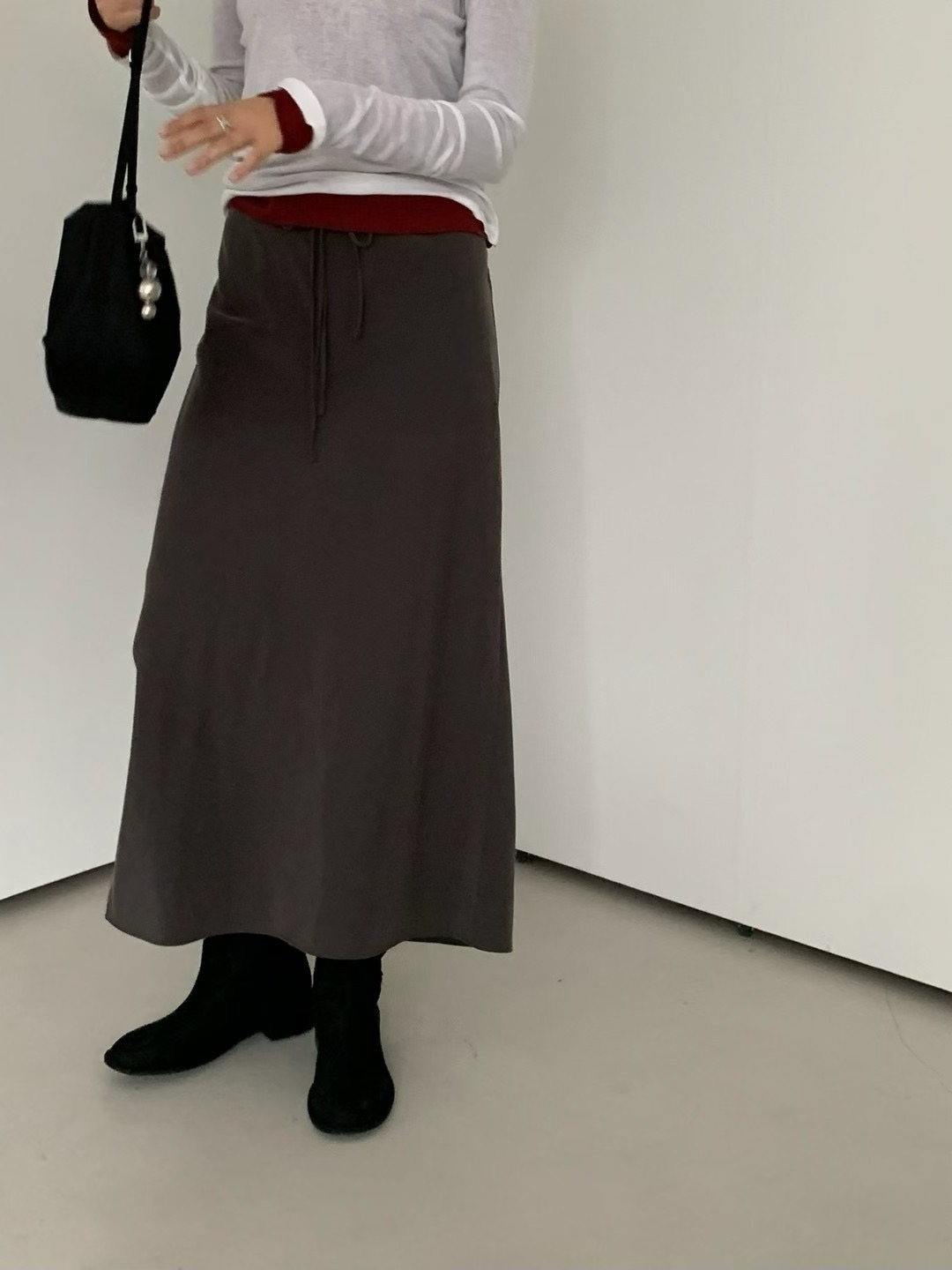 FLAT WHITE東大門㊣代購女士新款時尚25秋冬推薦人氣熱賣長裙FLAT WHITE長裙