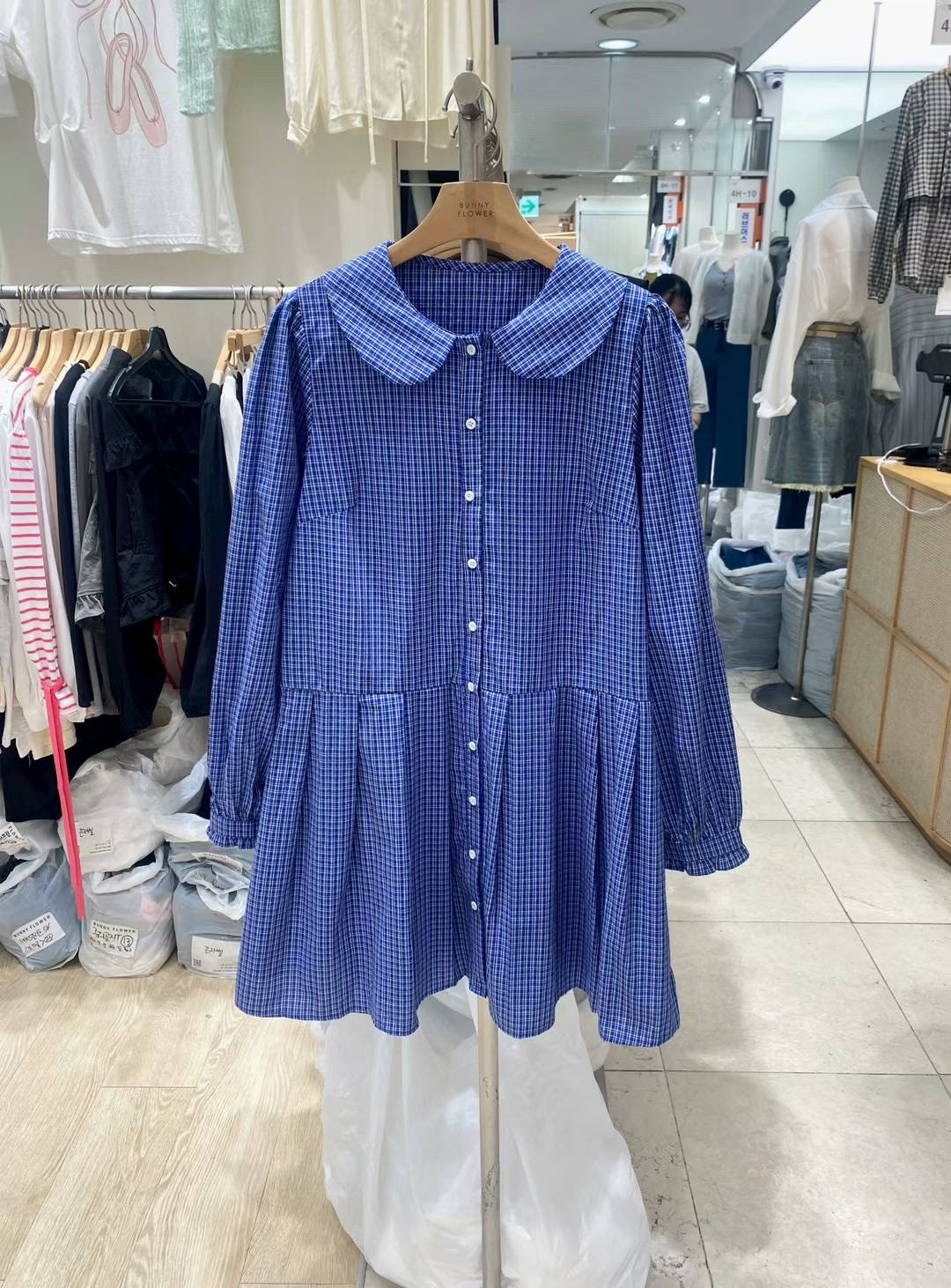 BUNNYFLOWER2東大門㊣代購女裝新品推薦25秋冬休閑連衣裙格紋BUNNYFLOWER2連衣裙
