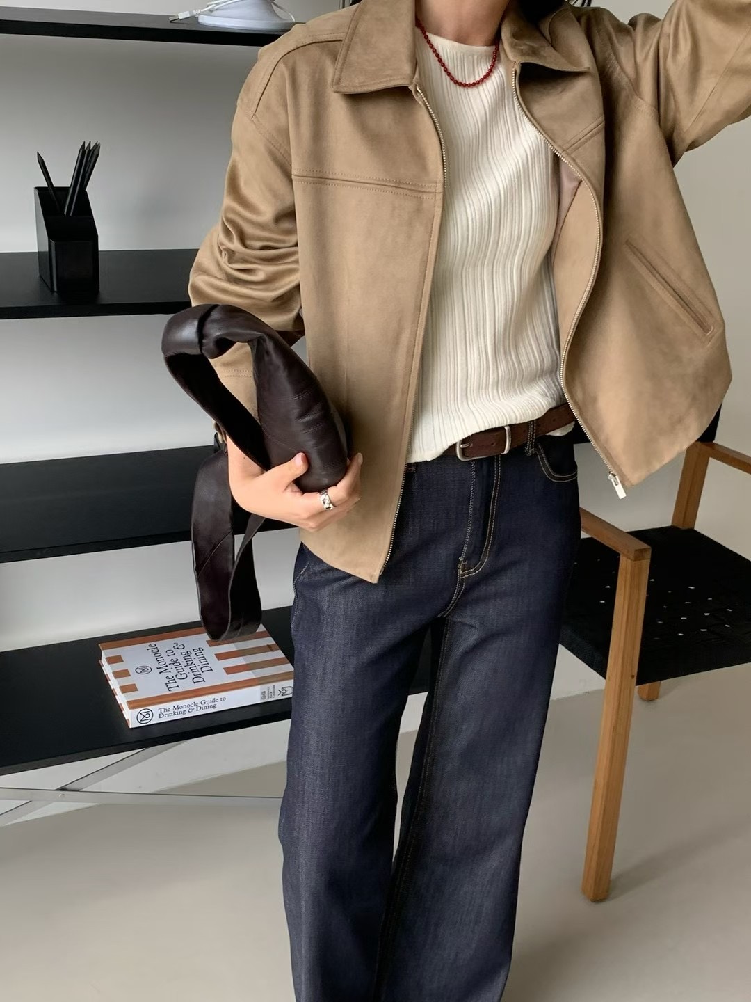 FLAT WHITE東大門㊣直郵女士新款真品職業熱賣25秋冬推薦夾克FLAT WHITE夾克圖色2