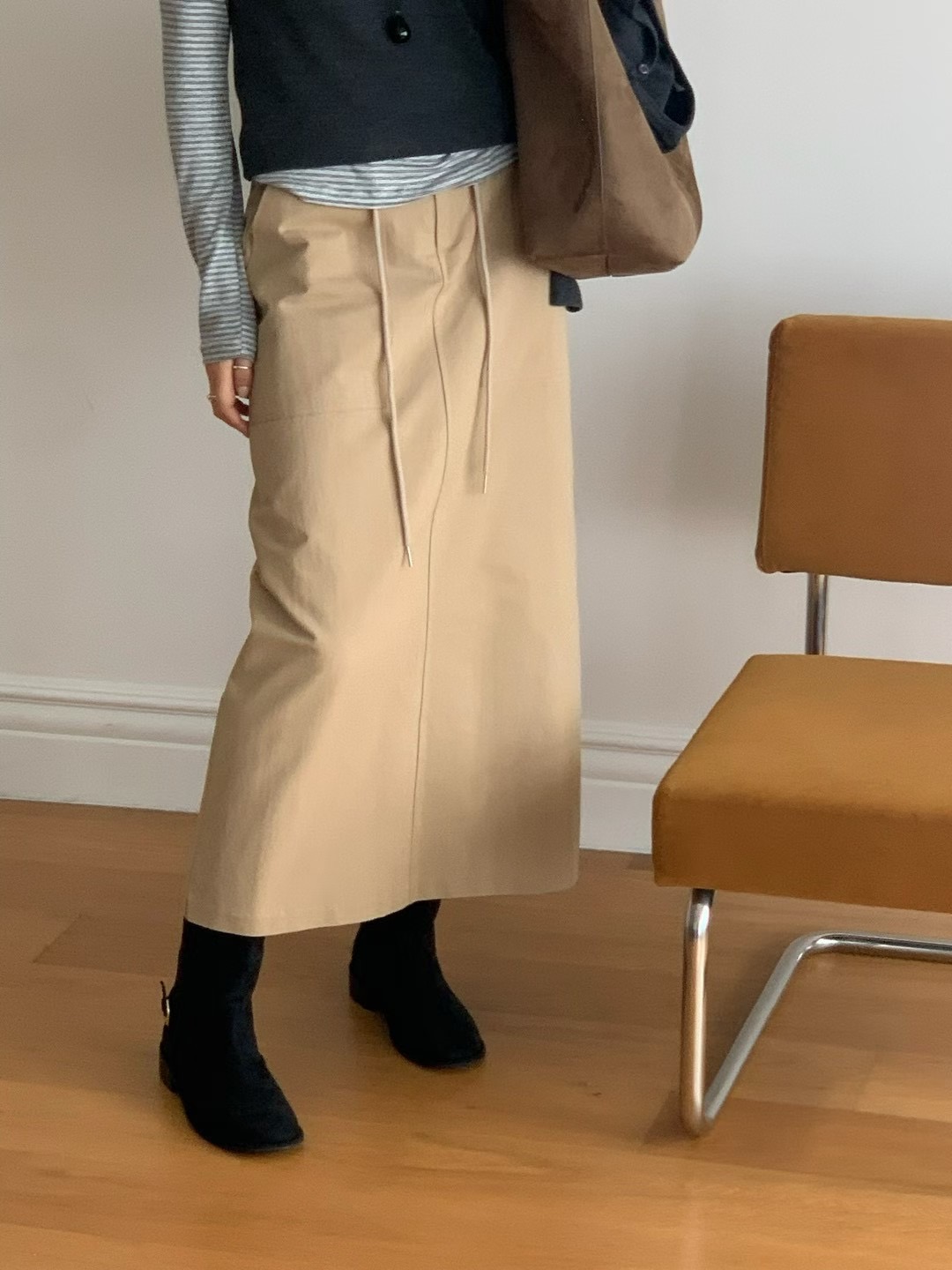 FLAT WHITE東大門㊣實拍女士新款職業時尚人氣25秋冬真品長裙FLAT WHITE長裙