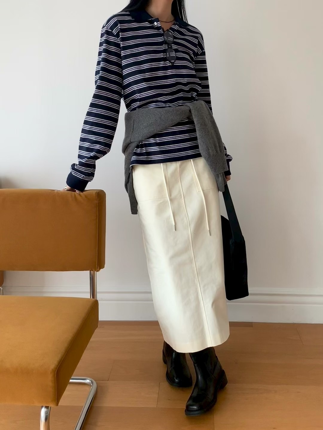 FLAT WHITE東大門㊣實拍女士新款職業時尚人氣25秋冬真品長裙FLAT WHITE長裙圖色2
