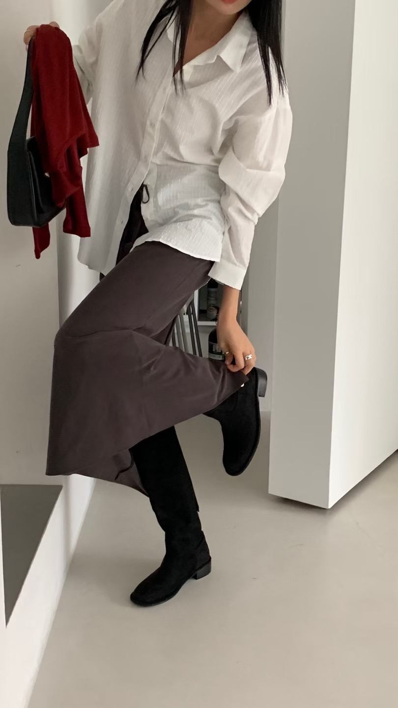 FLAT WHITE韓國代購㊣女裝新品真品休閑人氣25秋冬襯衫蕾絲衫FLAT WHITE襯衫/蕾絲衫