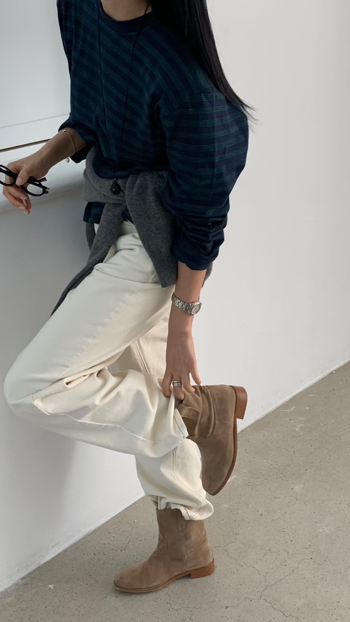 FLAT WHITE韓國代購㊣女士新款熱賣推薦職業休閑真品長袖T恤FLAT WHITE長袖T恤