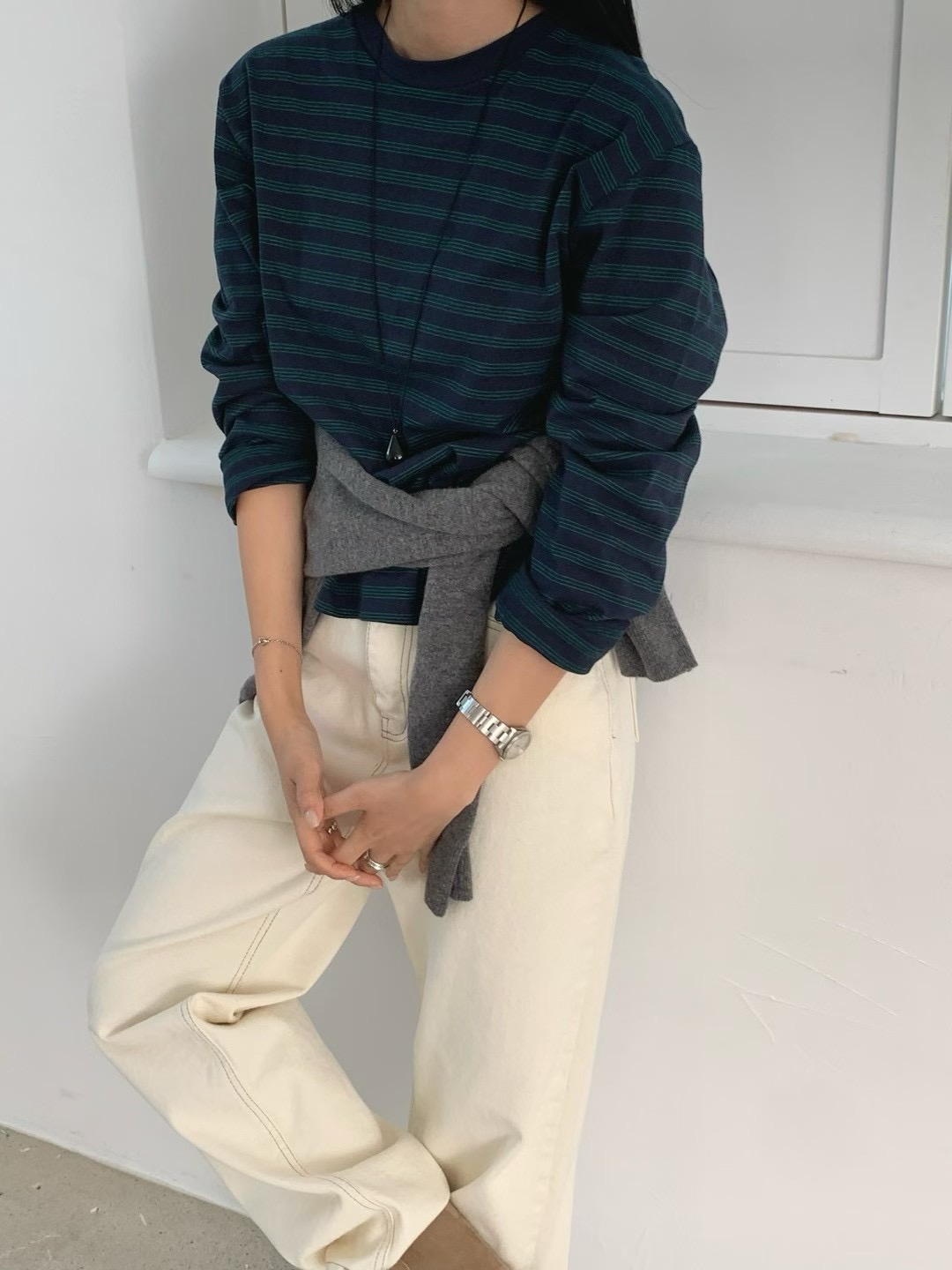 FLAT WHITE韓國代購㊣女士新款熱賣推薦職業休閑真品長袖T恤FLAT WHITE長袖T恤