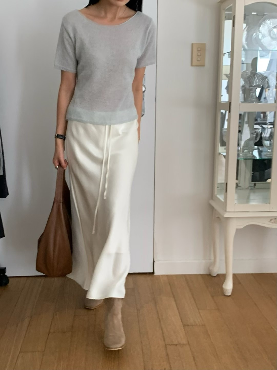 FLAT WHITE韓國代購㊣女士新品休閑職業真品推薦人氣時尚長裙FLAT WHITE長裙圖色2