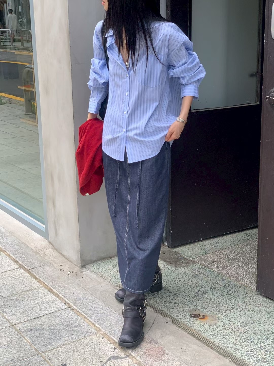 FLAT WHITE東大門㊣代購女裝新品人氣25秋冬休閑推薦職業長裙FLAT WHITE長裙