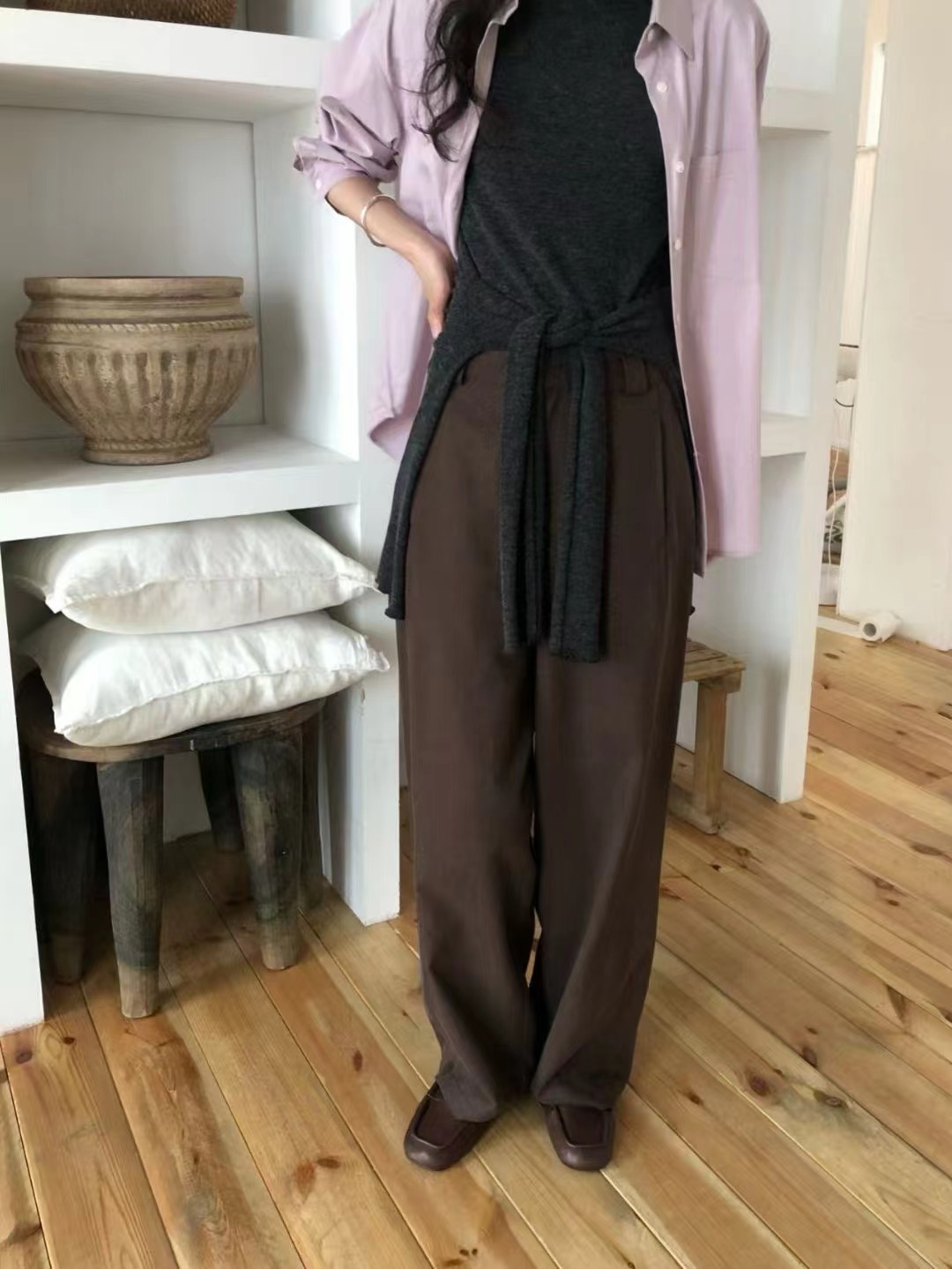 WEATHER東大門㊣代購女裝新款時尚職業真品人氣休閑褲天絲棉質GOBSLMURI-ot休閑褲圖色2